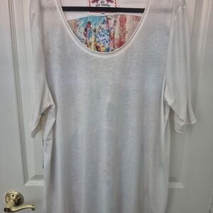 Johnny Was Cream Women's Tunic 2X